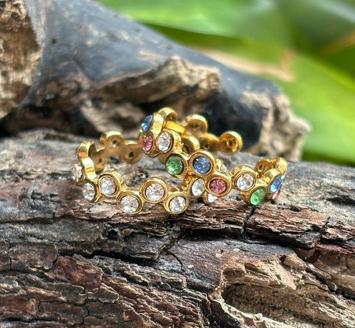 Cubic Zirconia Stackable Adjustable Ring – 18ct Gold Plated