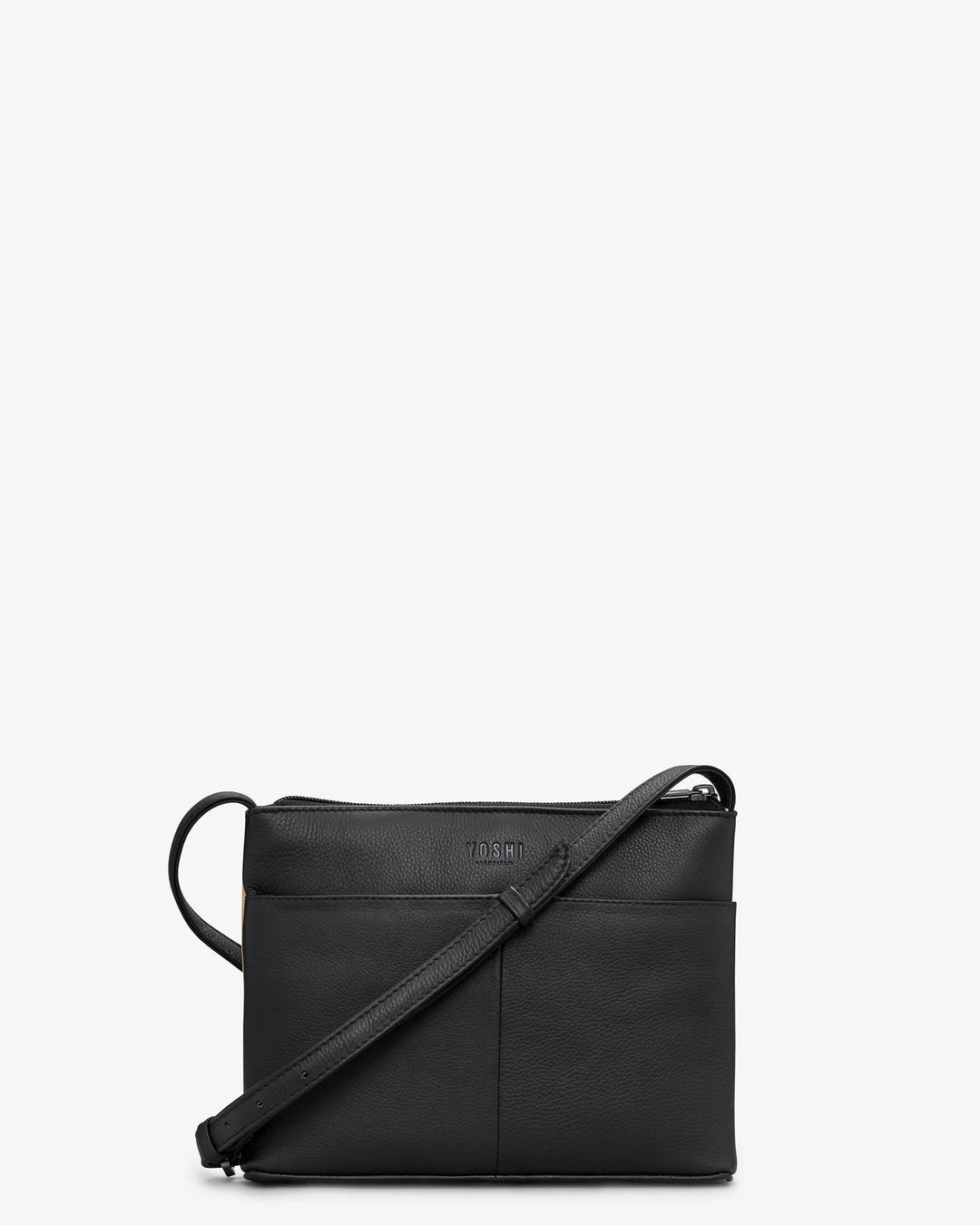 Bookworm Black Leather Cross Body Bag | YOSHI