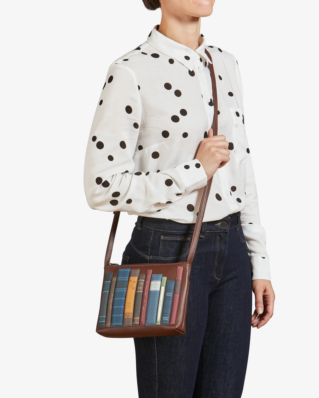 Bookworm Brown Leather Cross Body Bag | YOSHI