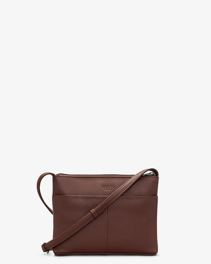 Bookworm Brown Leather Cross Body Bag | YOSHI