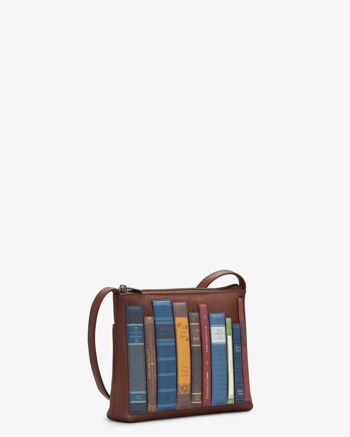 Bookworm Brown Leather Cross Body Bag | YOSHI