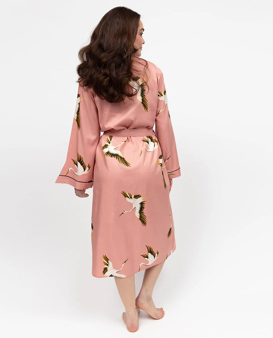 Bonnie Crane Bird Long Dressing Gown
