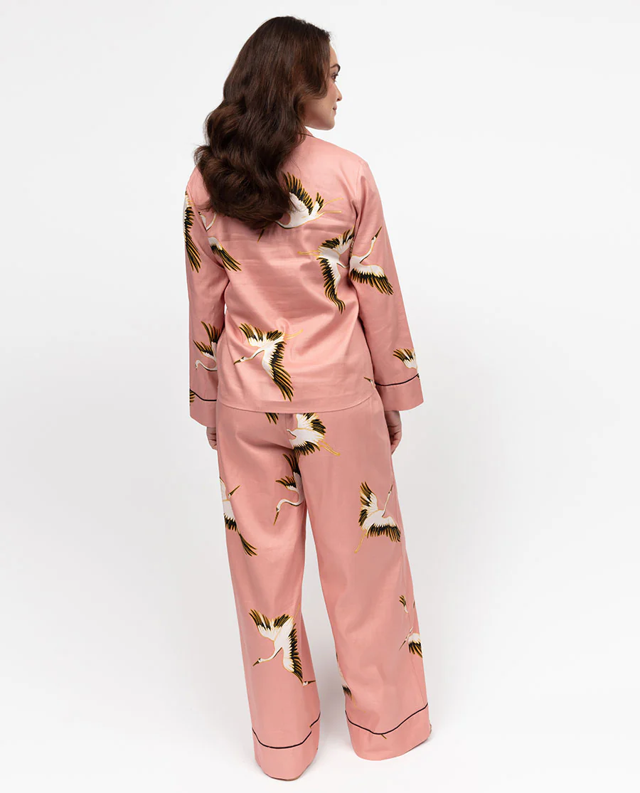 Bonnie Crane Bird Print Wide Leg Pyjamas