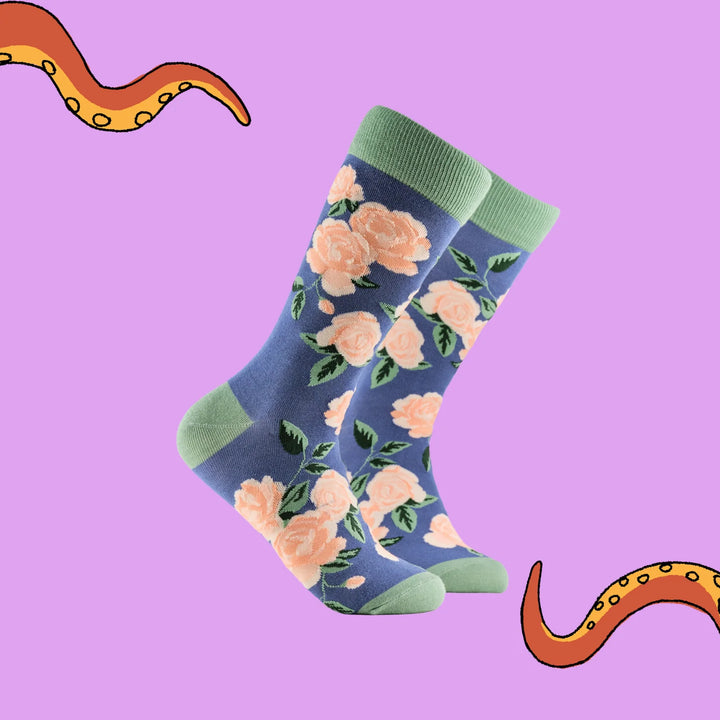 Bamboo Socks - Rose Floral
