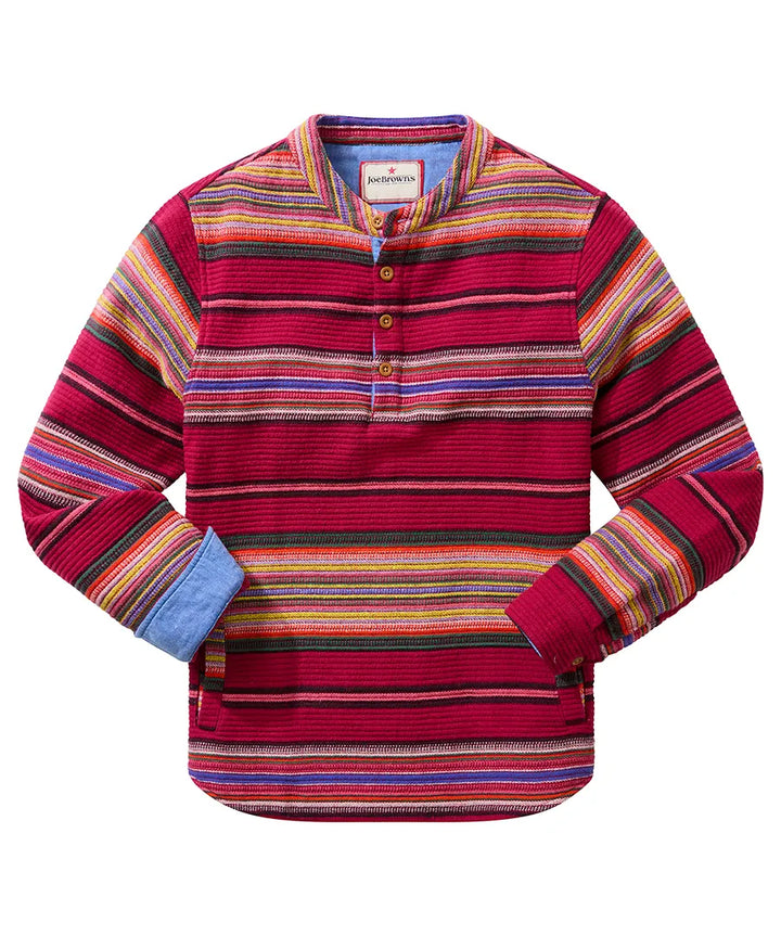 Pop Over Jacquard Stripe Grandad Collar Top