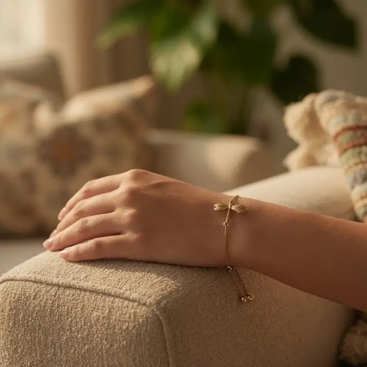 Adjustable Dragonfly Bracelet- Gold