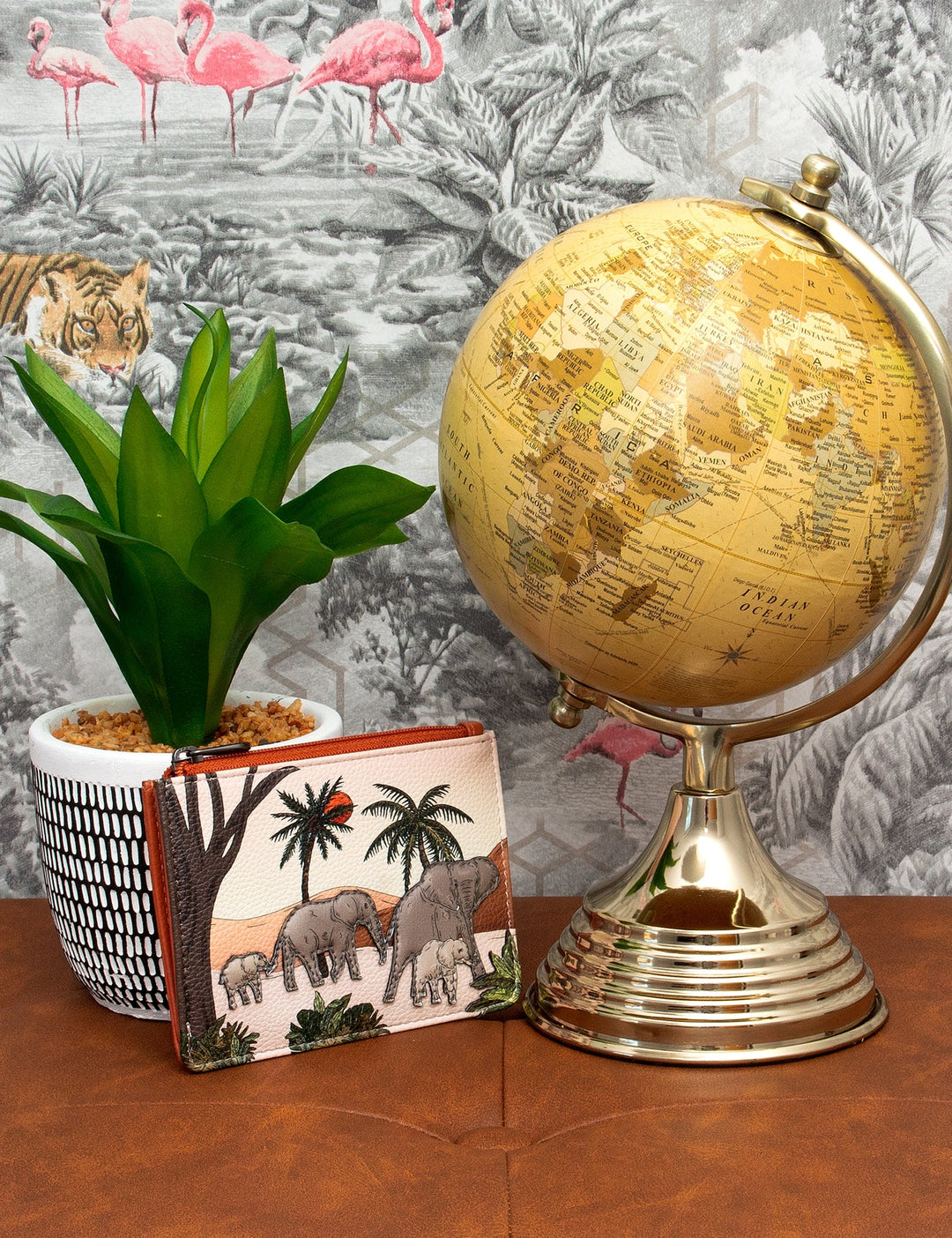 Elephant Parade Rust Leather Zip Top Purse