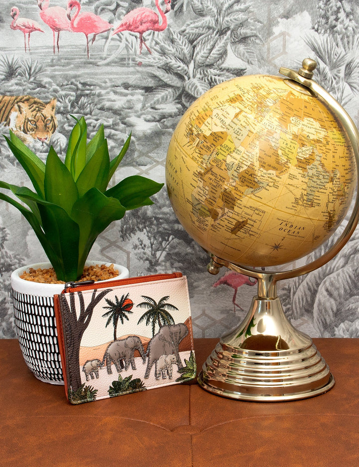 Elephant Parade Rust Leather Zip Top Purse