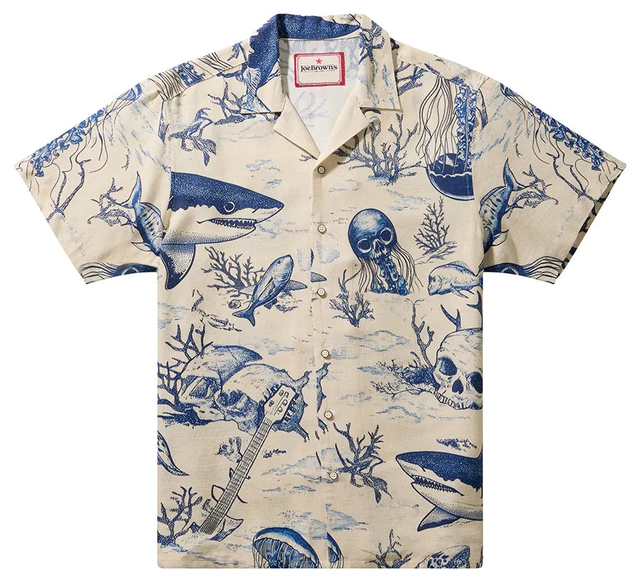 Shark Party Linen Blend Men's Shirt | Joe Browns