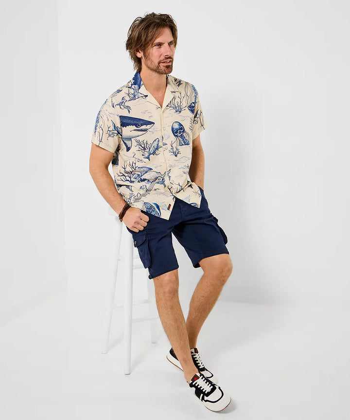 Shark Party Linen Blend Men's Shirt | Joe Browns