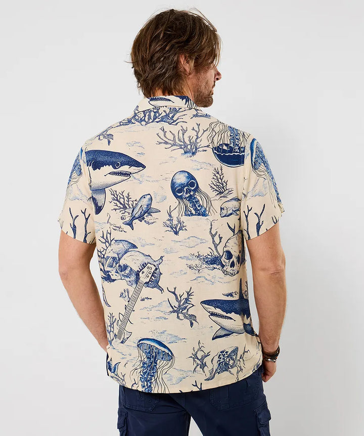 Shark Party Linen Blend Men's Shirt | Joe Browns