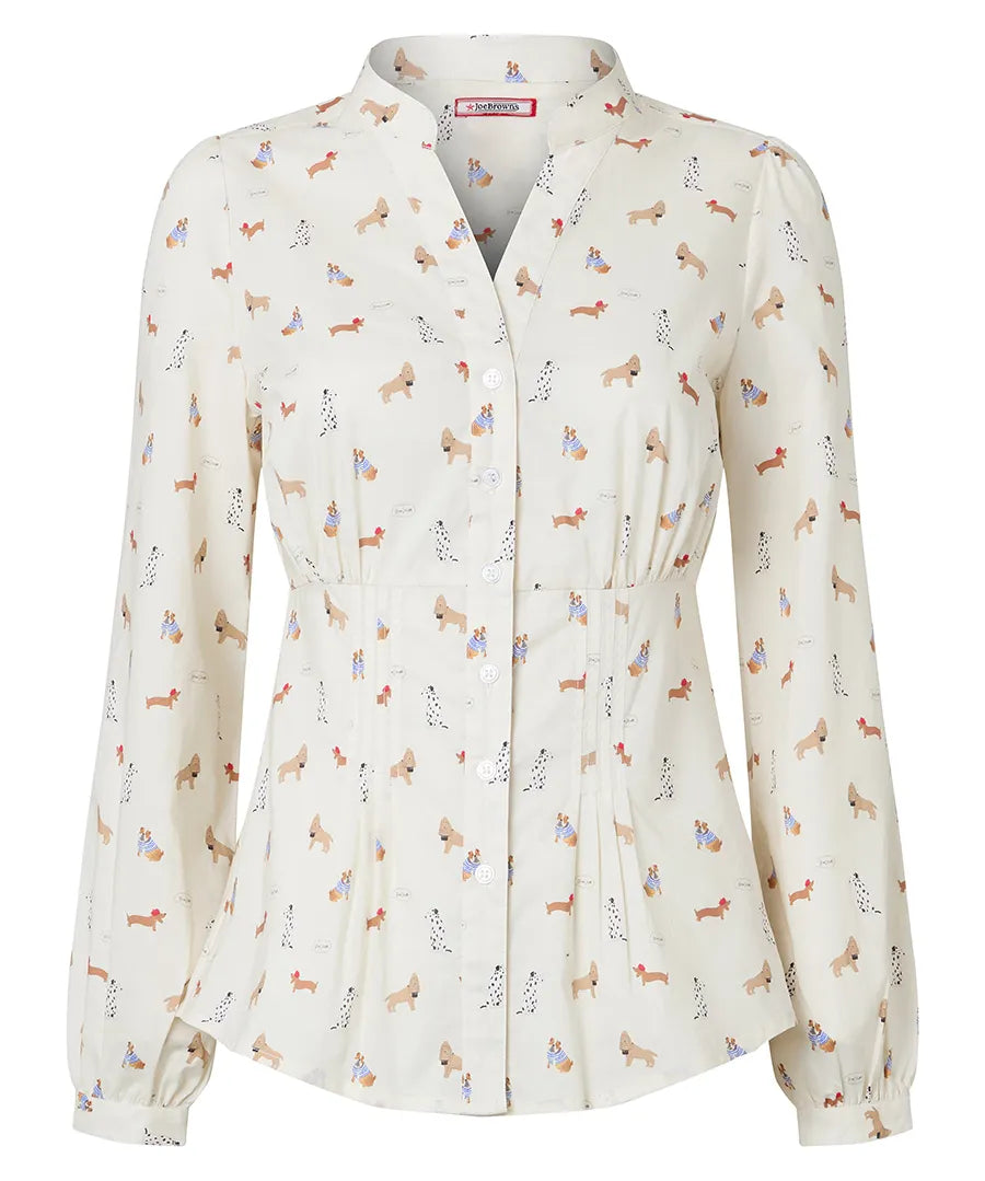 Button Through Dog Print Shirt