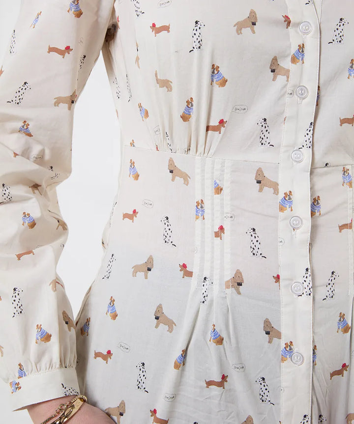 Button Through Dog Print Shirt
