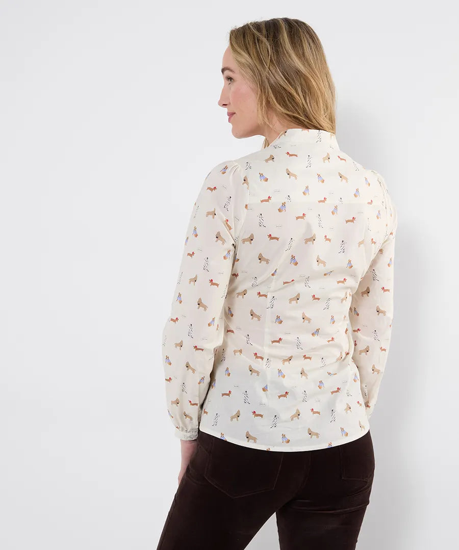 Button Through Dog Print Shirt