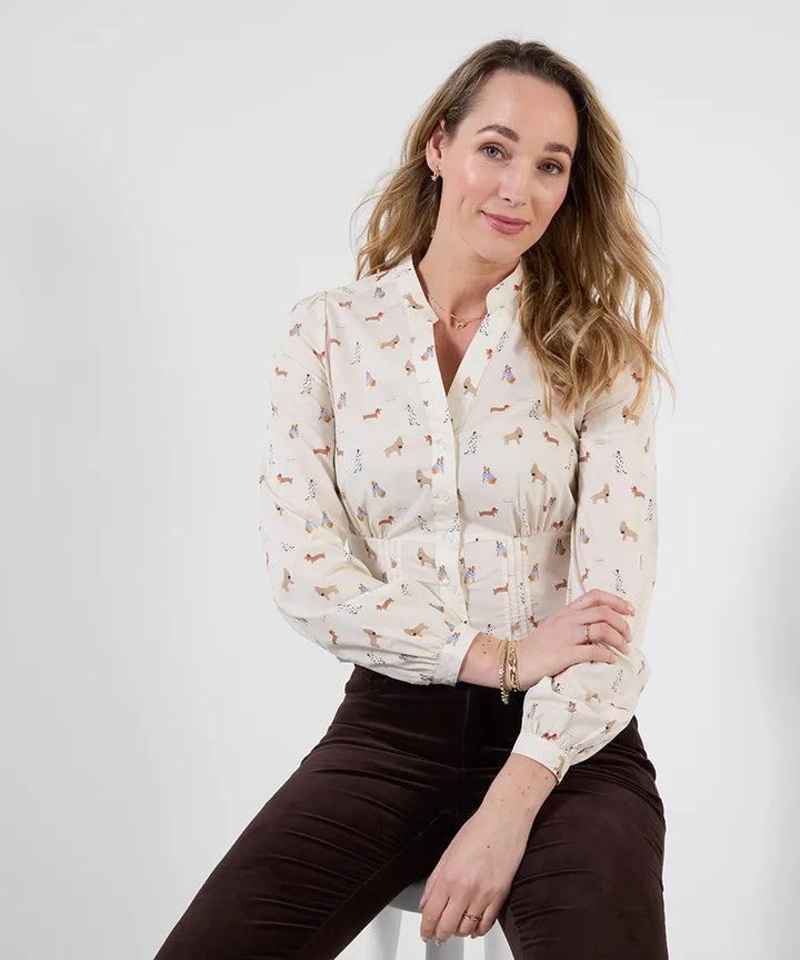 Button Through Dog Print Shirt