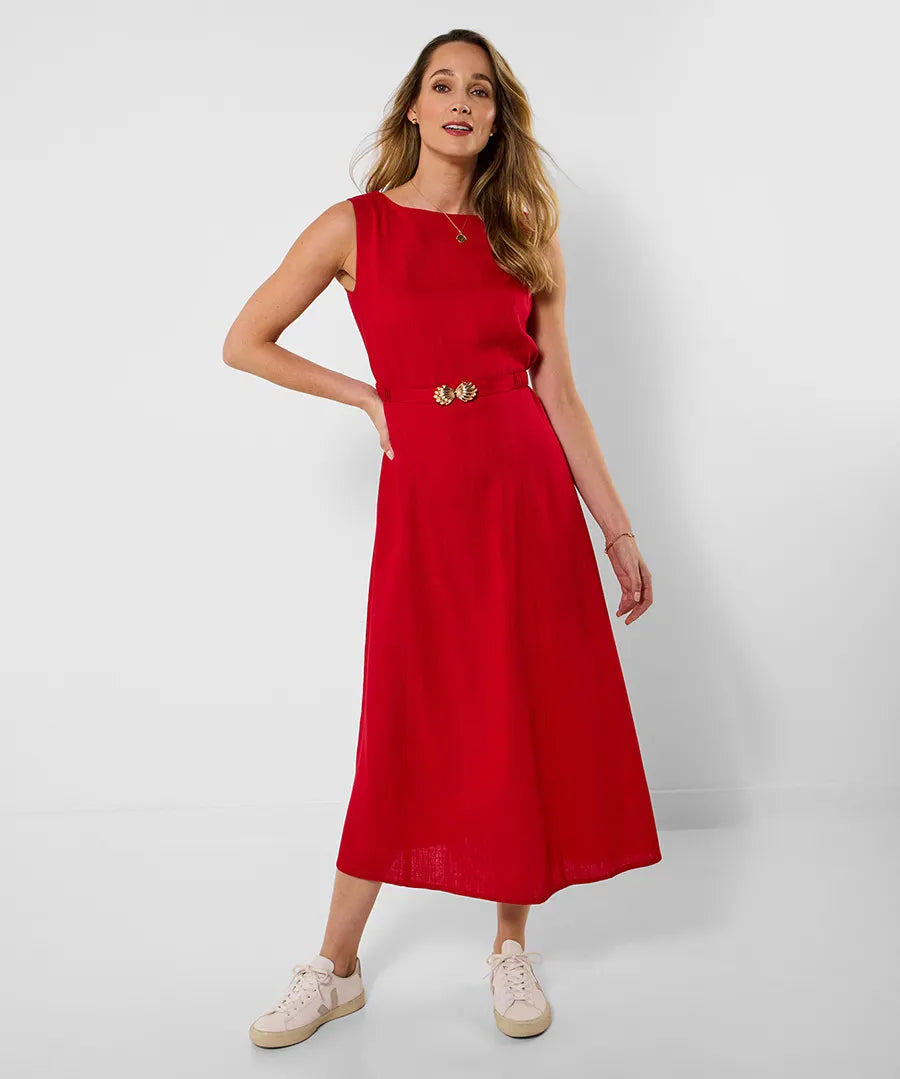 Linen Blend Belted Dress | Joe Browns
