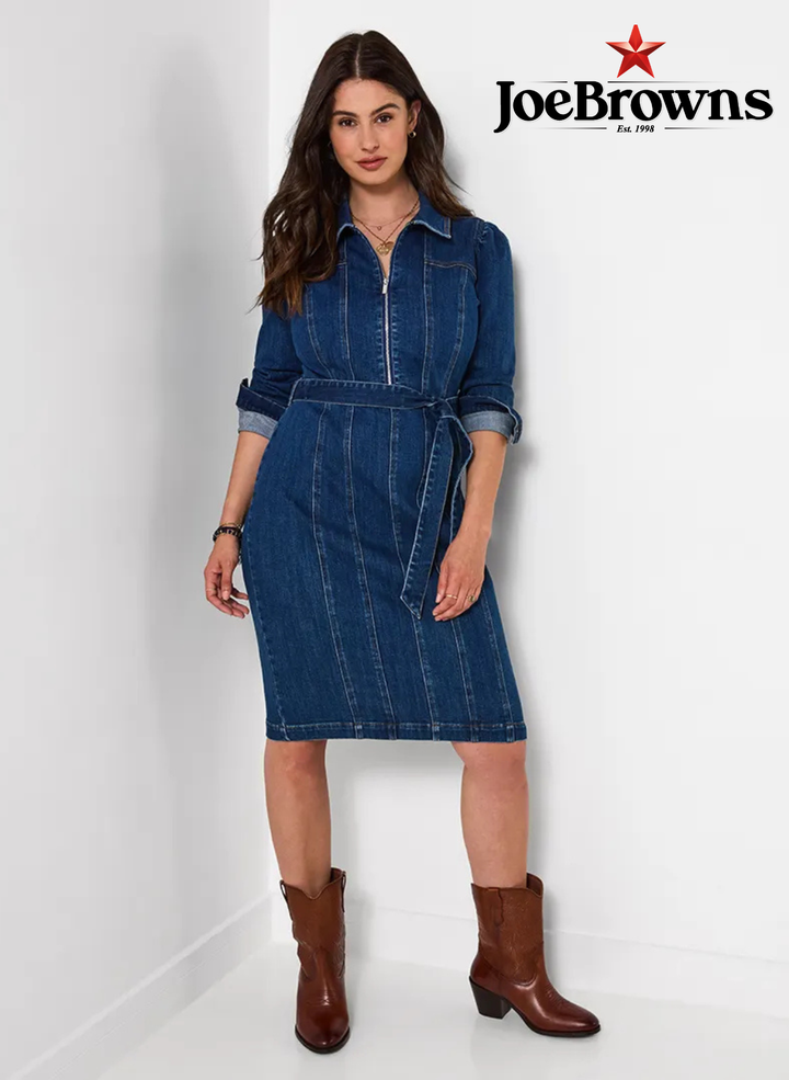 Scarlett Zip Front Denim Dress