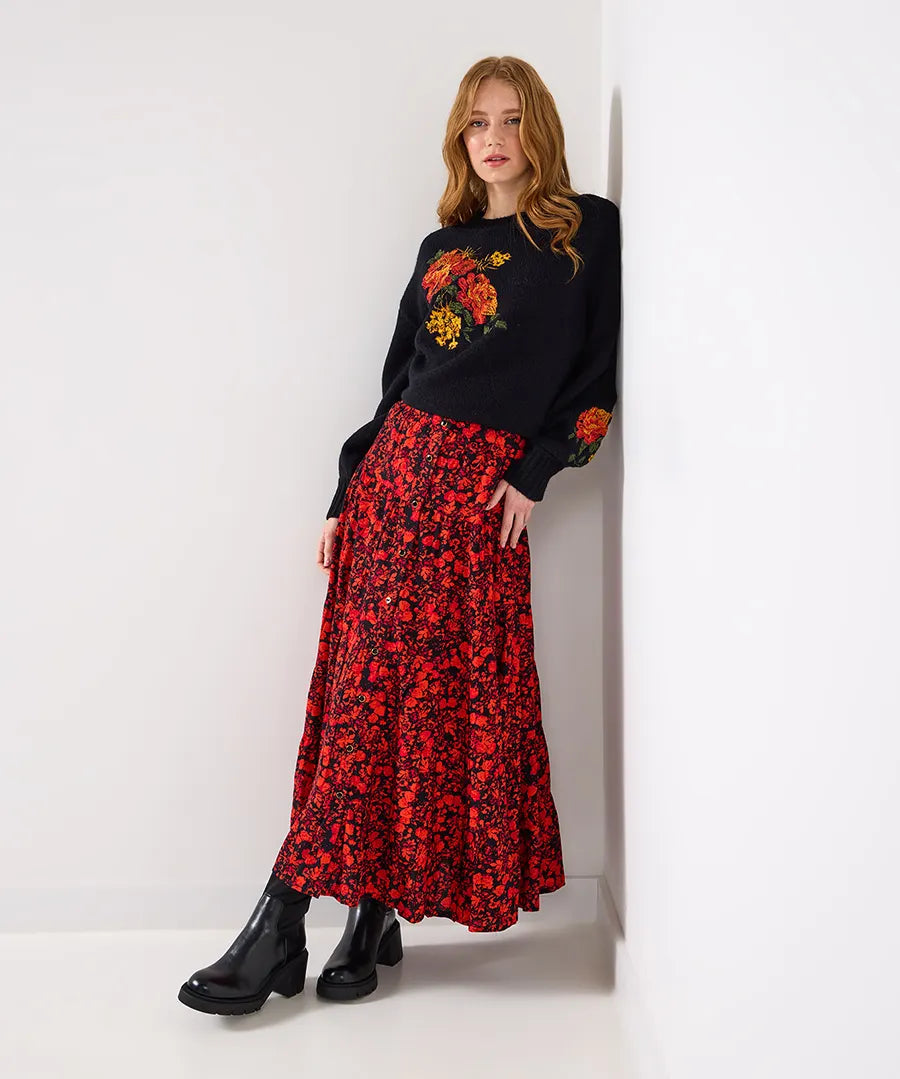 Remarkable Floral Embroidered Jumper
