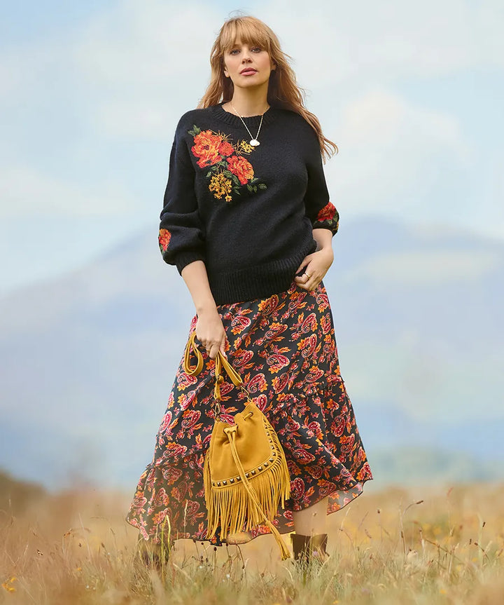 Remarkable Floral Embroidered Jumper