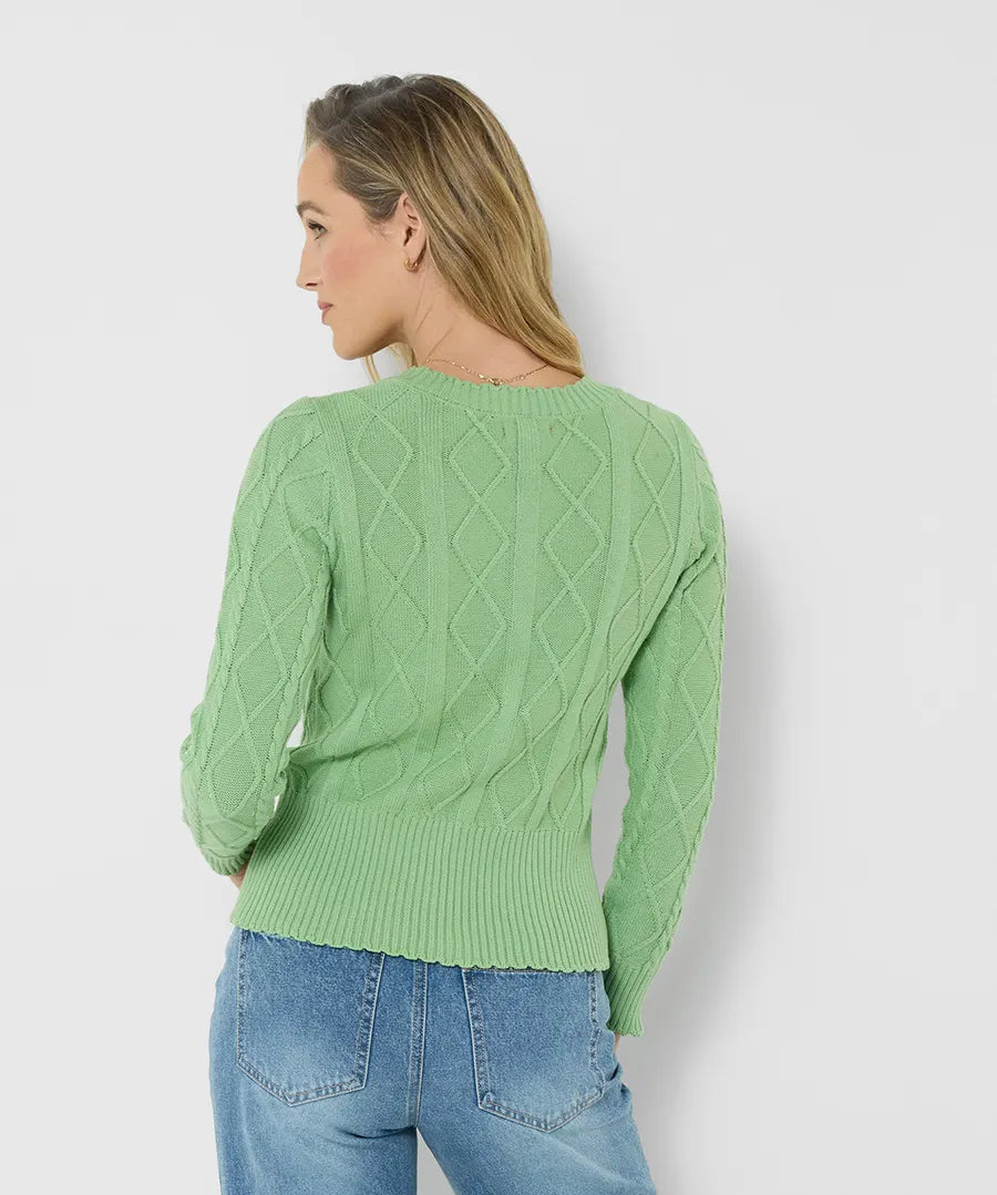 Penny Embroidered Floral Cable Knit Cardigan | Joe Browns