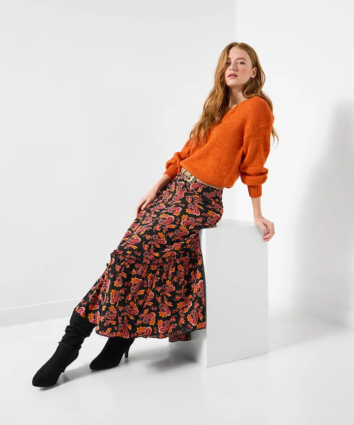 Perfect Paisley Asymmetric Midi Skirt