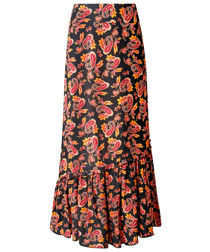 Perfect Paisley Asymmetric Midi Skirt