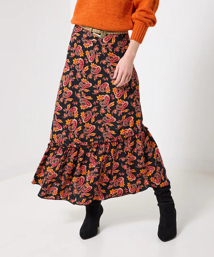 Perfect Paisley Asymmetric Midi Skirt