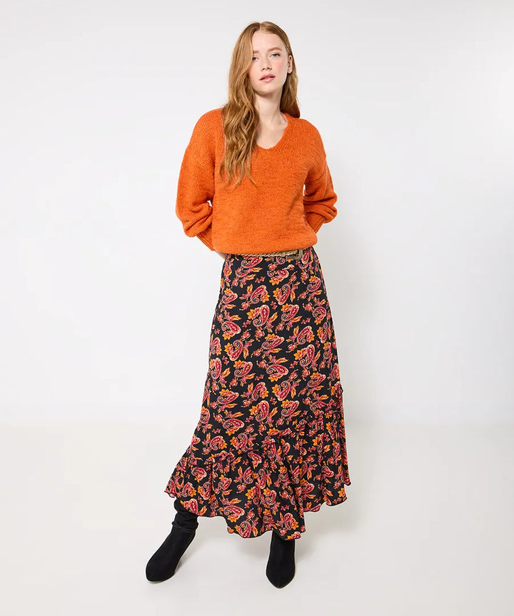 Perfect Paisley Asymmetric Midi Skirt