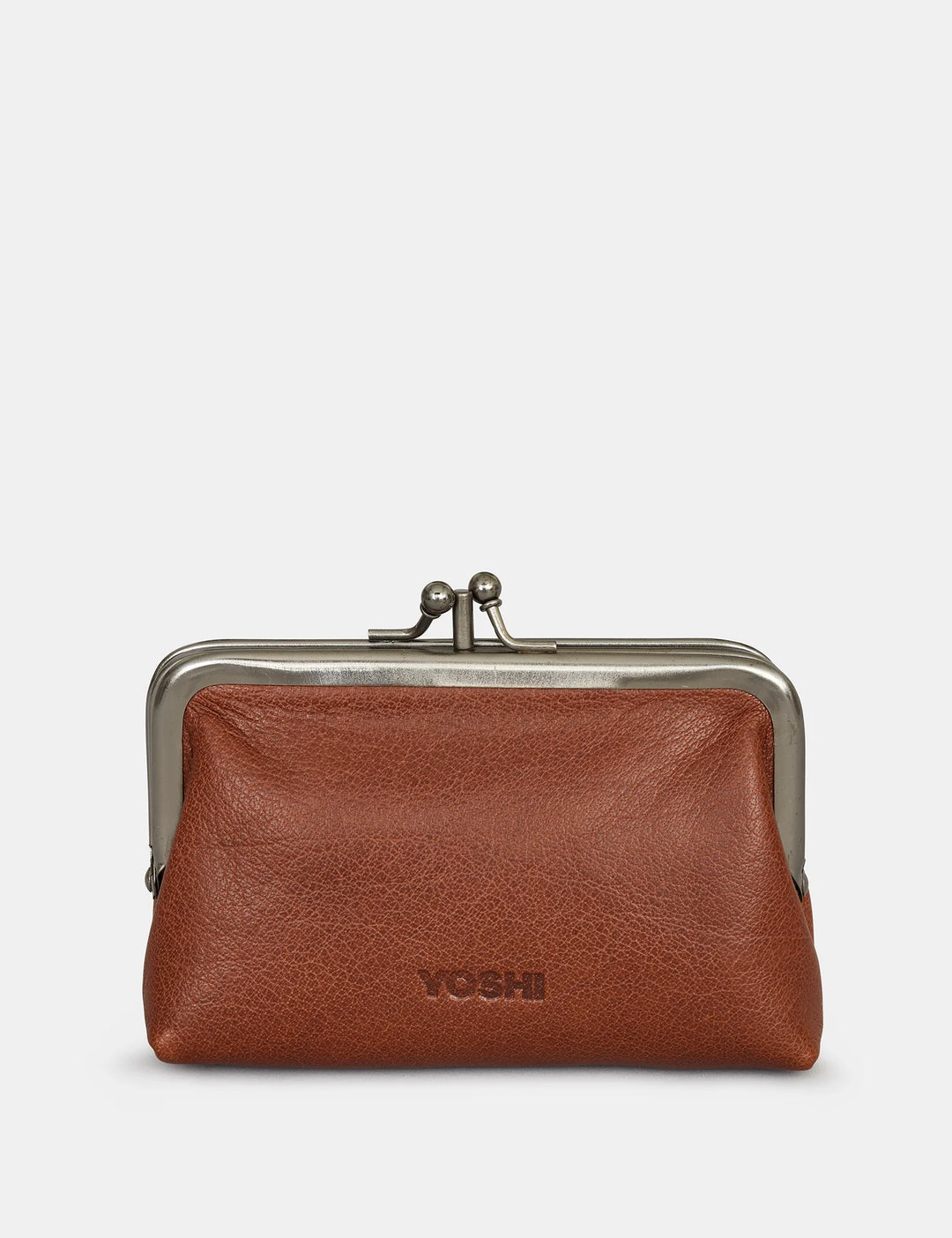 Highland Cow Harris Tweed & Brown Leather Aubrey Frame Purse