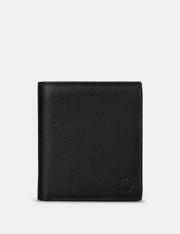 Two Fold Black Leather Coin Pocket Wallet | YOSHI