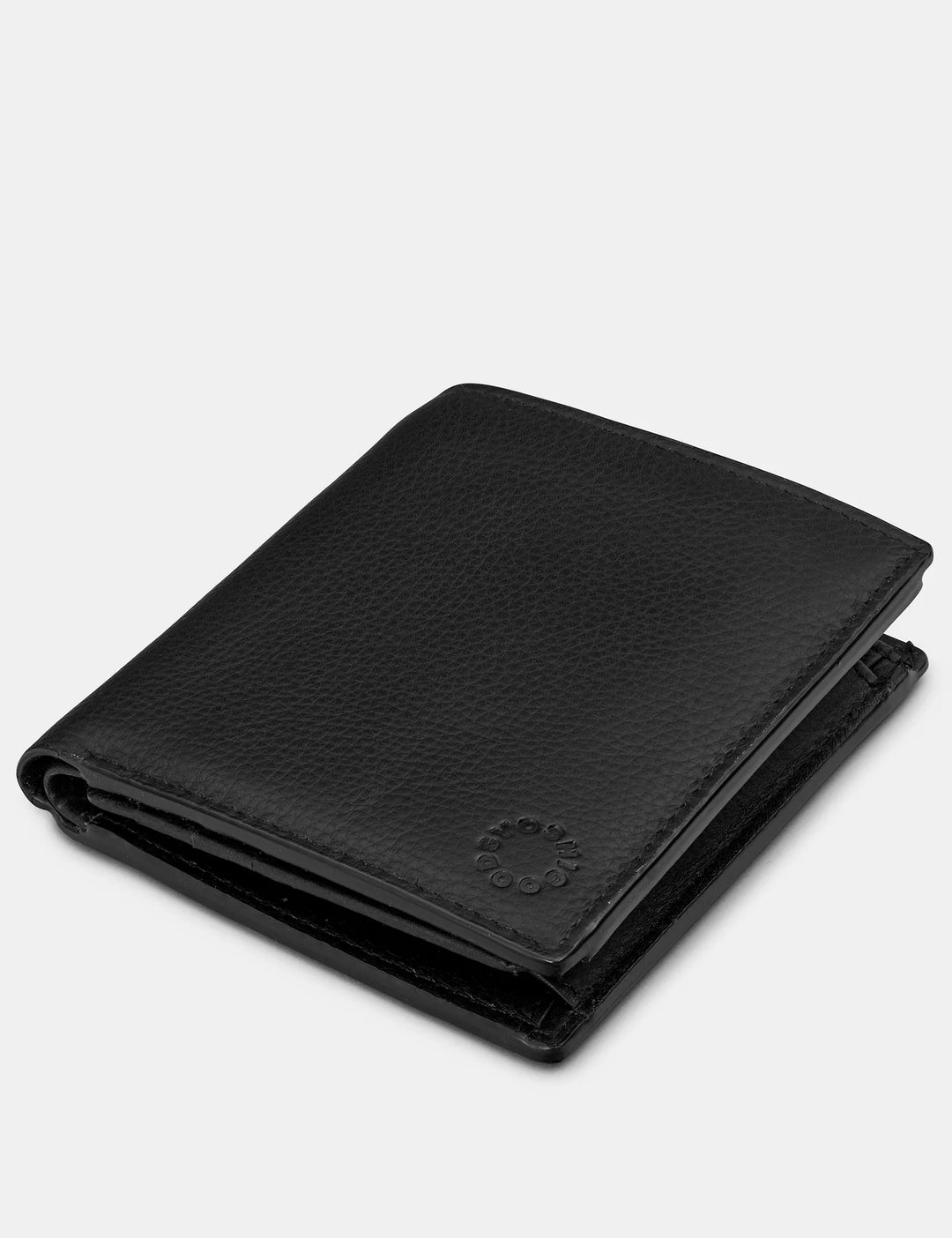 Two Fold Black Leather Coin Pocket Wallet | YOSHI