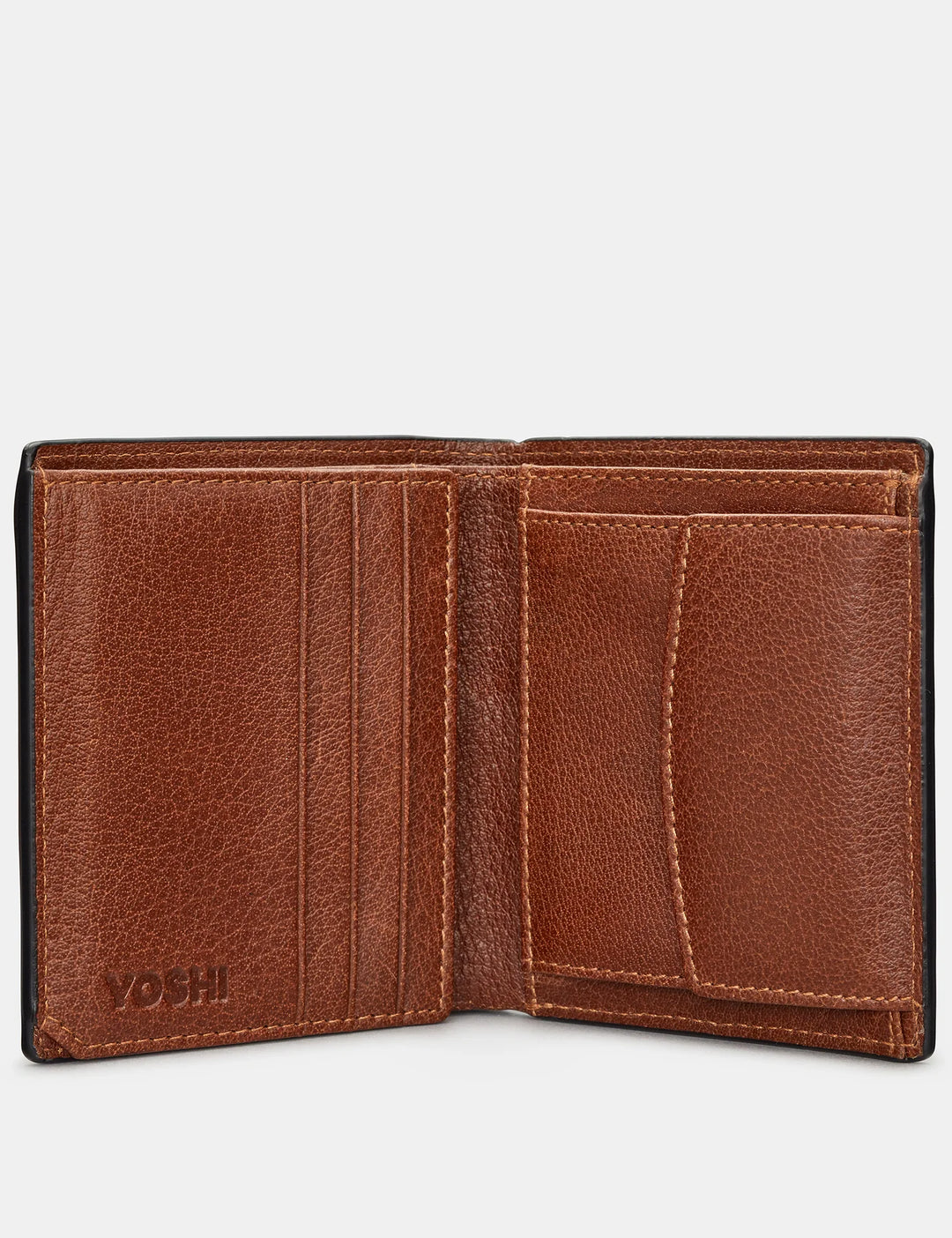 Two Fold Brown Leather Coin Pocket Wallet | YOSHI