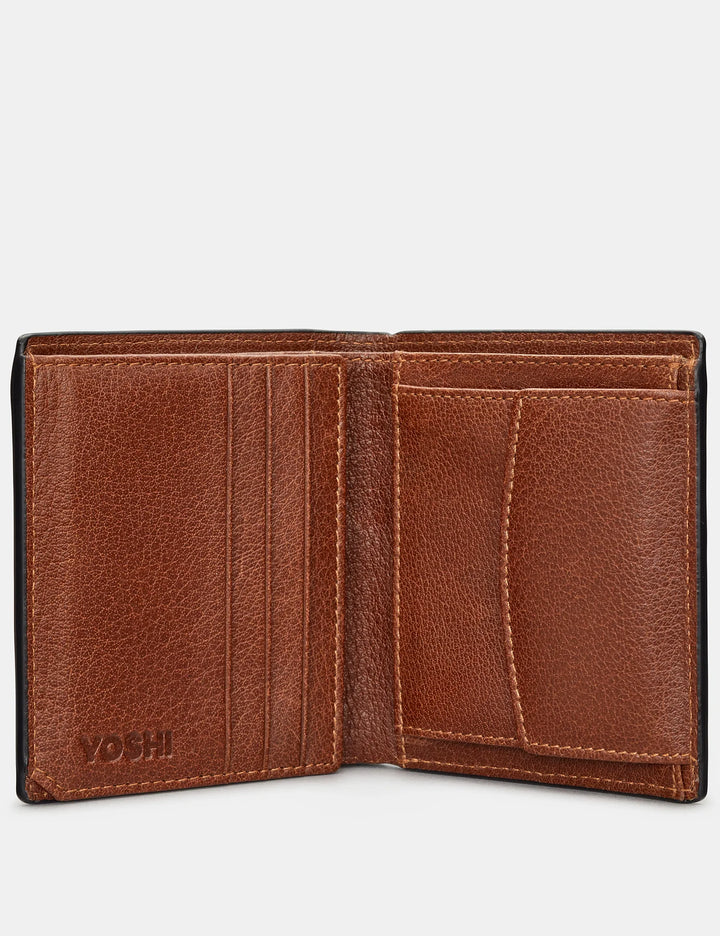 Two Fold Brown Leather Coin Pocket Wallet | YOSHI