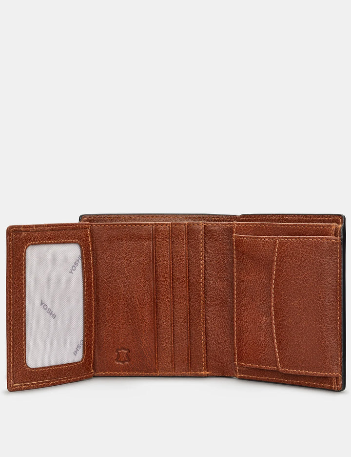 Two Fold Brown Leather Coin Pocket Wallet | YOSHI