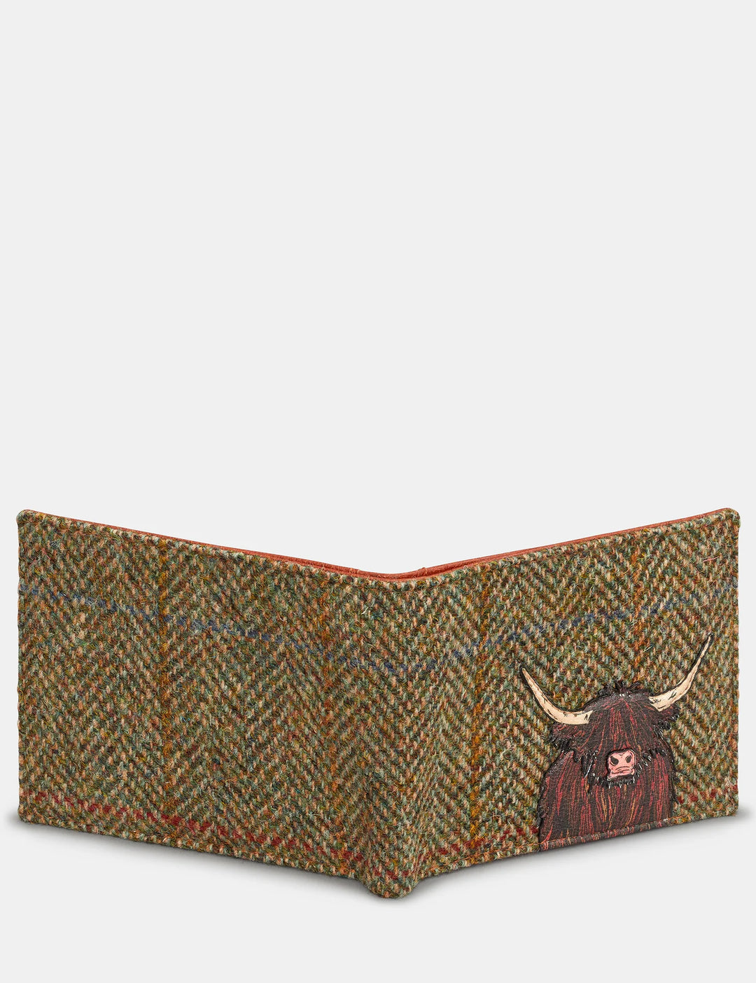 Highland Cow Harris Tweed & Brown Leather Wallet | YOSHI
