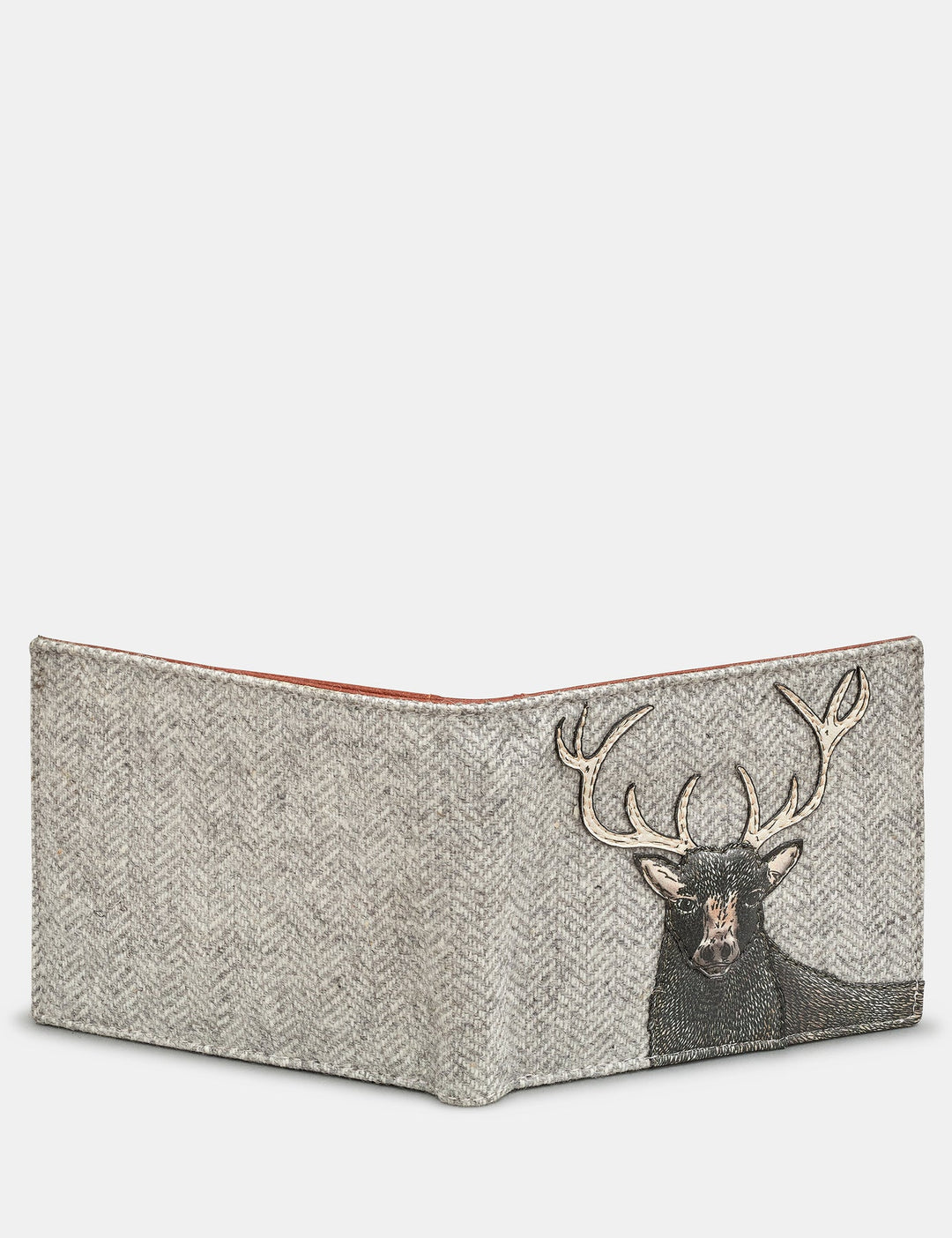 Stag Tweed & Brown Leather Wallet | YOSHI