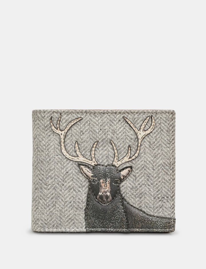 Stag Tweed & Brown Leather Wallet | YOSHI