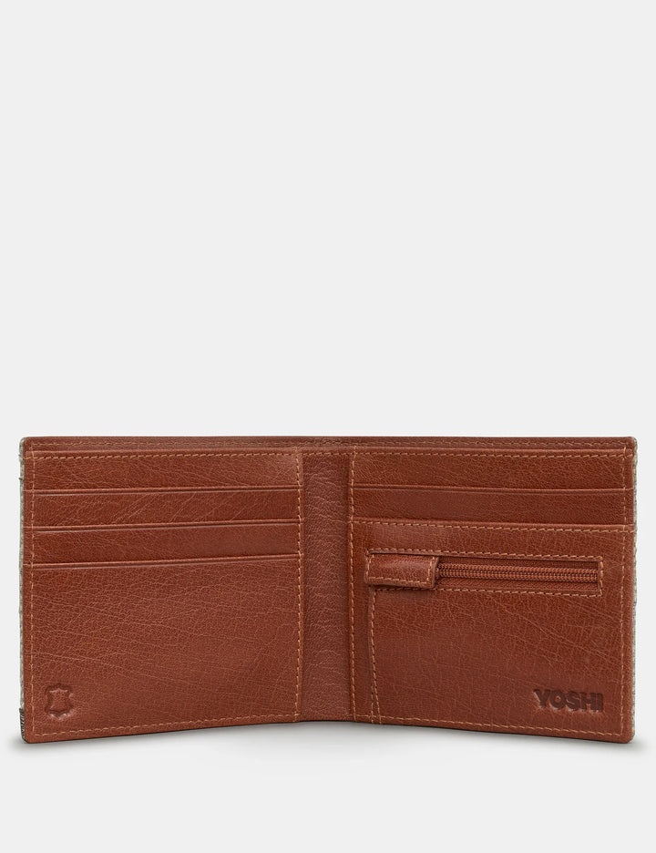 Stag Tweed & Brown Leather Wallet | YOSHI