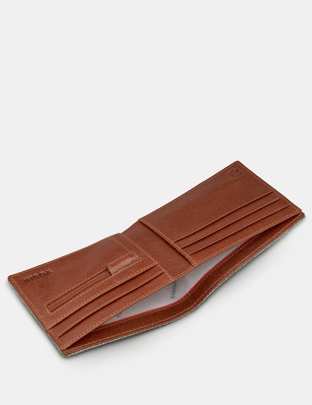 Stag Tweed & Brown Leather Wallet | YOSHI