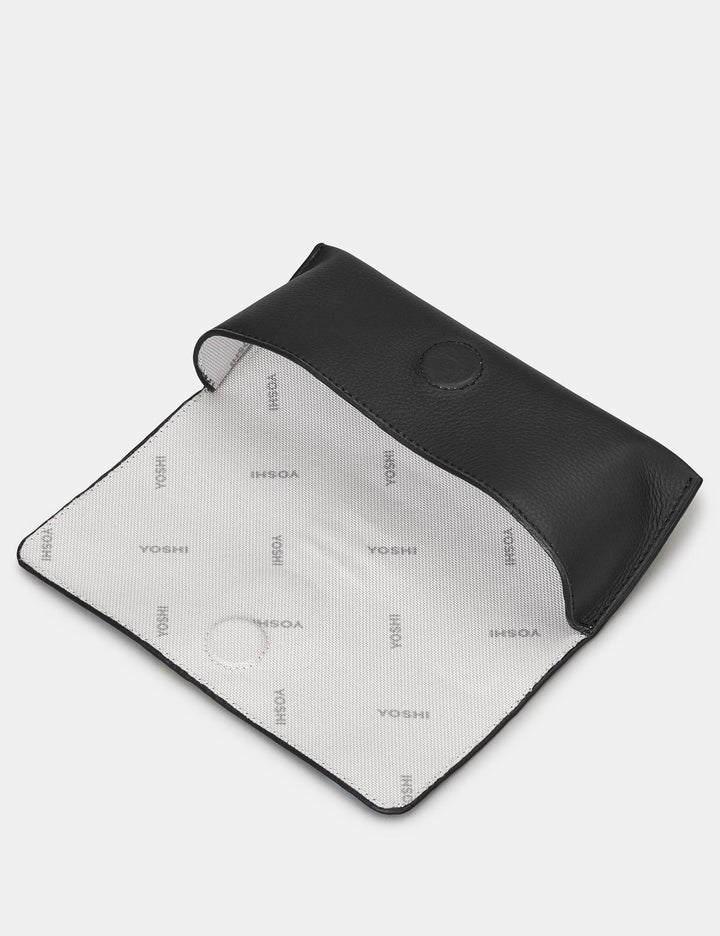 Dog Walk Black Leather Glasses Case