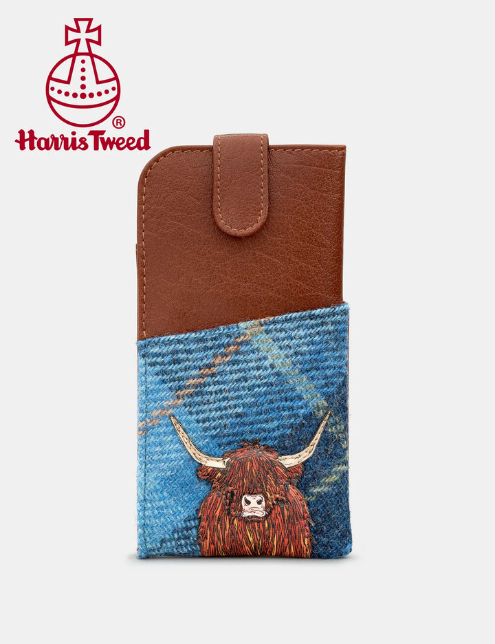 Highland Cow Harris Tweed & Leather Glasses Case
