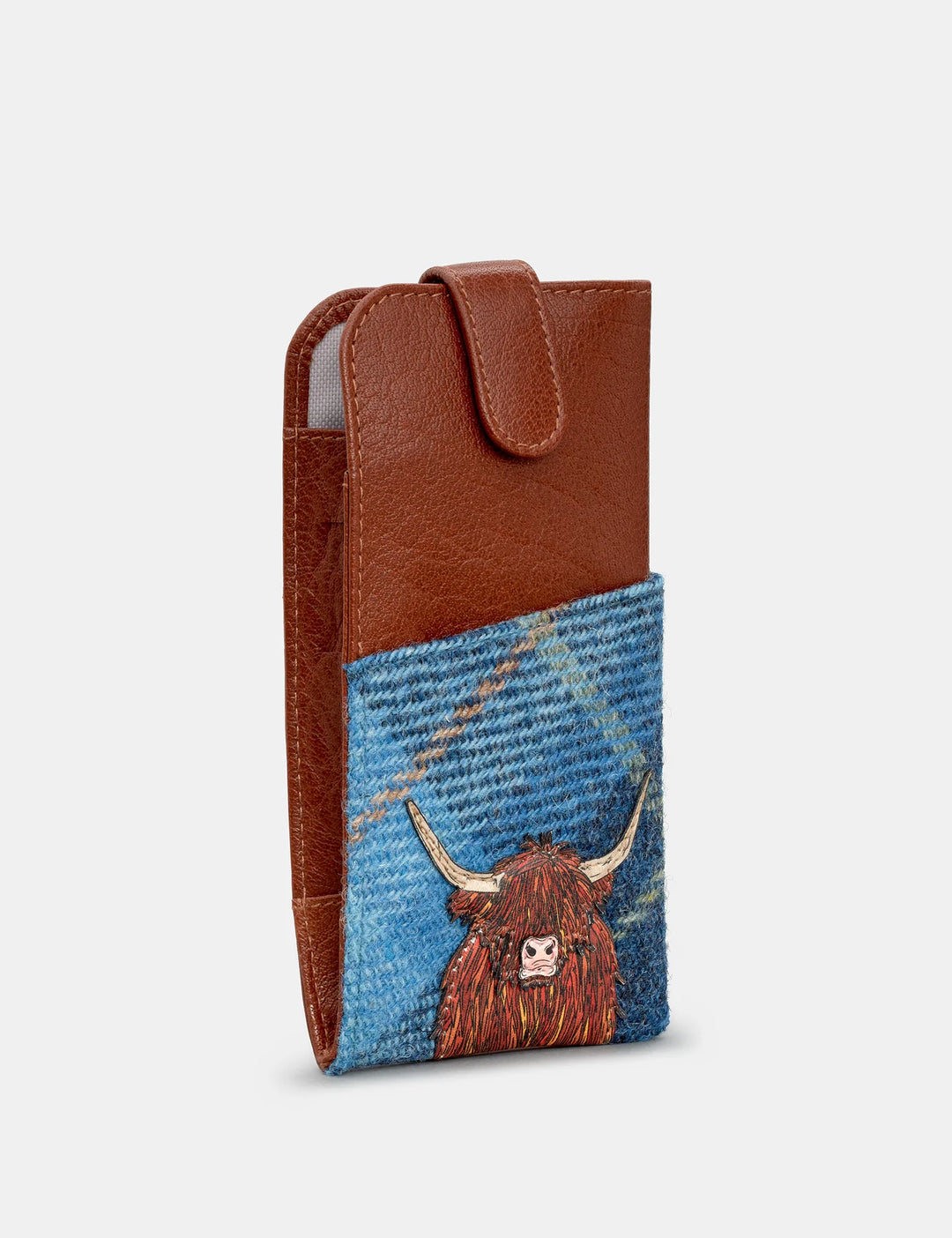 Highland Cow Harris Tweed & Leather Glasses Case