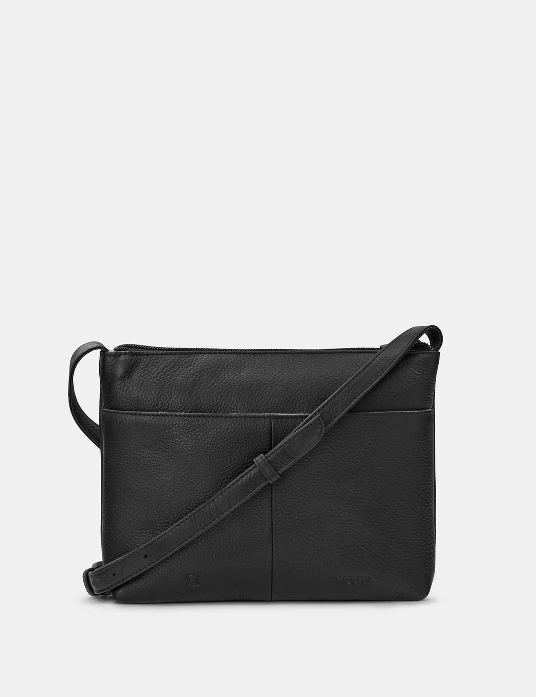 Dog Walk Black Leather Cross Body Bag | YOSHI