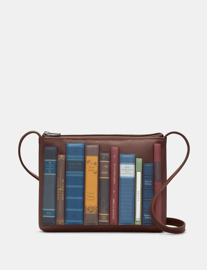 Bookworm Brown Leather Cross Body Bag | YOSHI