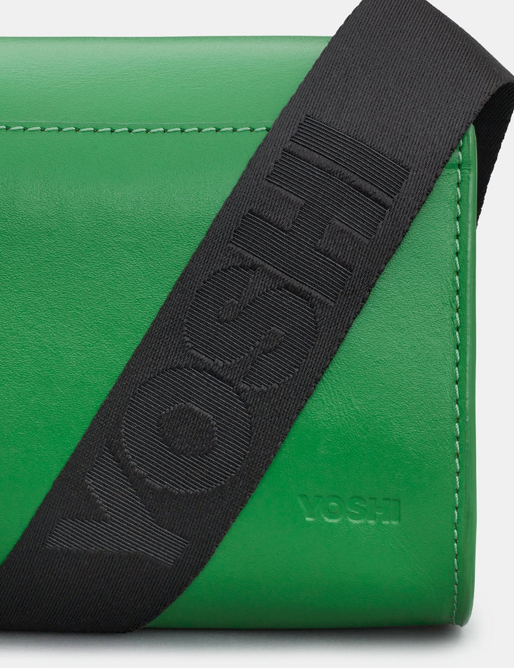 Newham Green Leather Cross Body Satchel Bag | YOSHI
