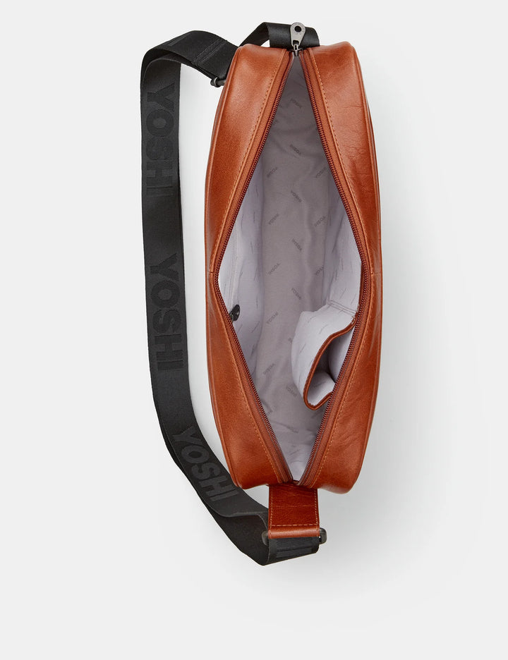 Harris Tweed & Brown Leather Messenger Bag | YOSHI