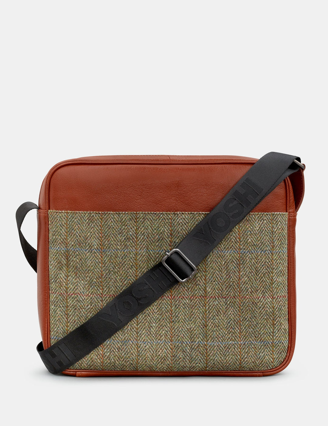 Harris Tweed & Brown Leather Messenger Bag | YOSHI