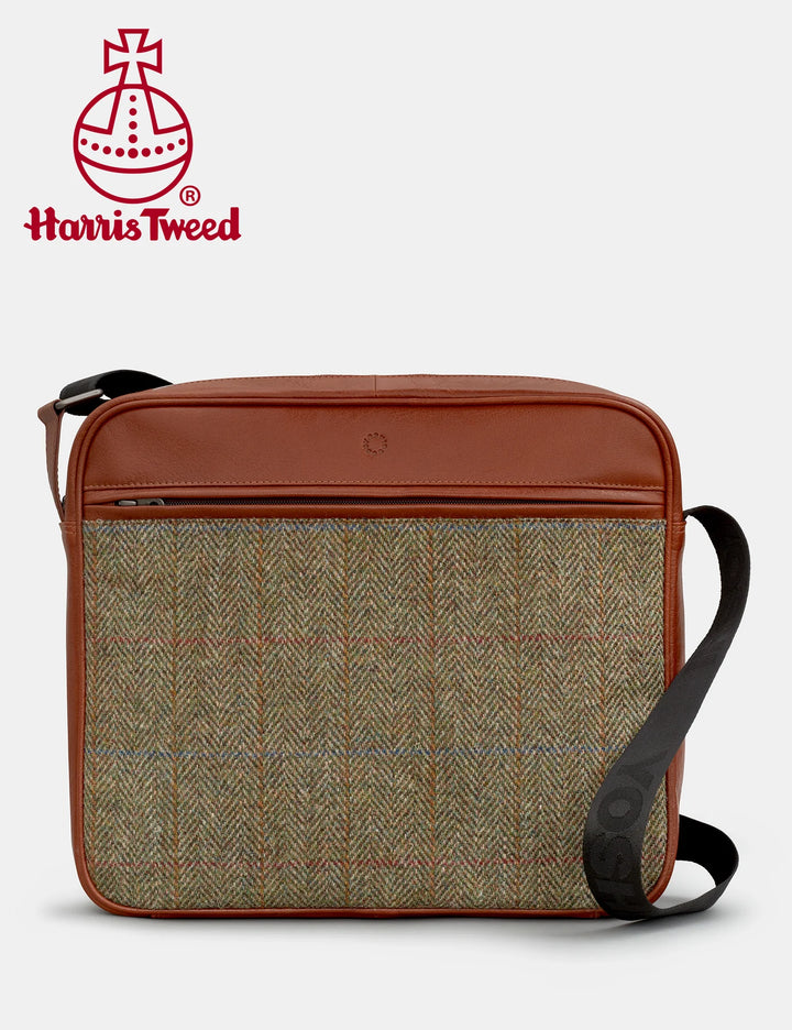 Harris Tweed & Brown Leather Messenger Bag | YOSHI