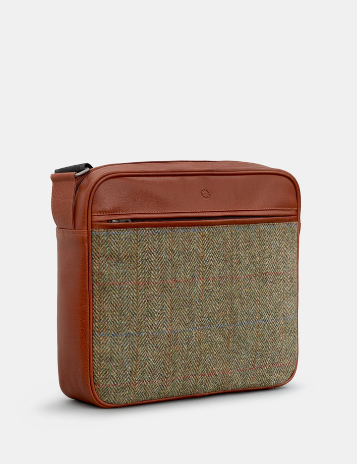 Harris Tweed & Brown Leather Messenger Bag | YOSHI