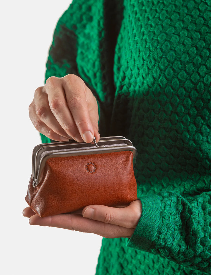 Brown Leather Aubrey Frame Purse